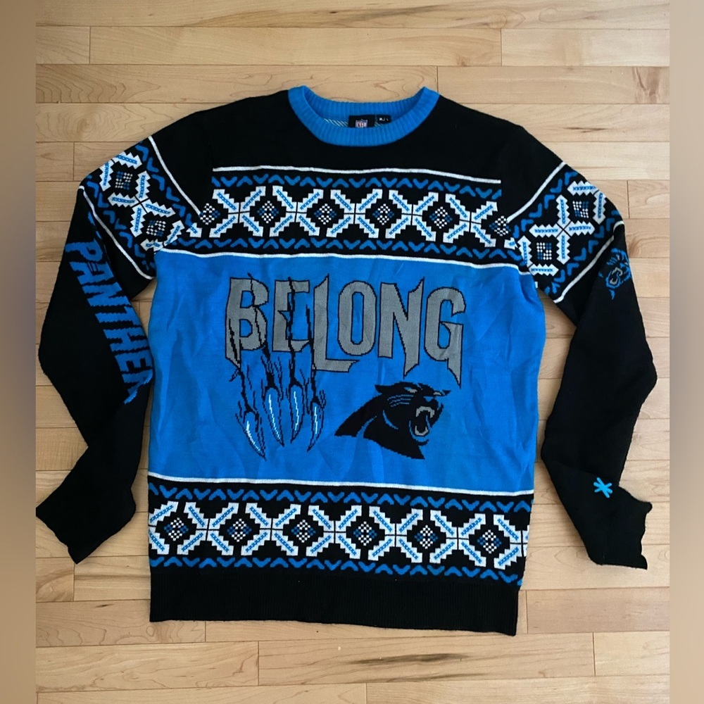 Carolina Panthers Ugly Sweater SIZE large VGUC